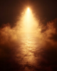 Obraz premium Bright light beam shining through smoky atmosphere.