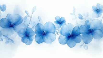 Delicate Blue Flower Watercolor Pattern