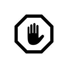 Stop icon vector. stop road sign. hand stop sign and symbol. Do not enter stop red sign with hand
