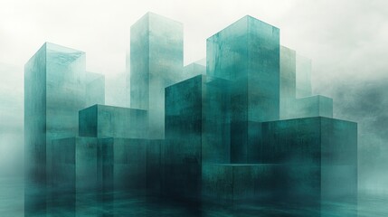 Abstract Geometric Pattern with Teal and Light Blue Layers