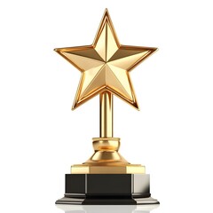 Gold Star Trophy on White Background – Achievement, Award, and Recognition Concept