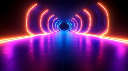 Glowing Neon Spiral Abstract Minimalist Art Digital Background