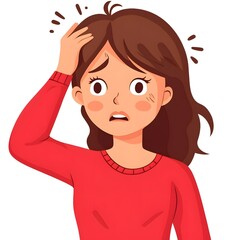 Illustration of a worried woman with hand on forehead, expressing stress, anxiety, and concern