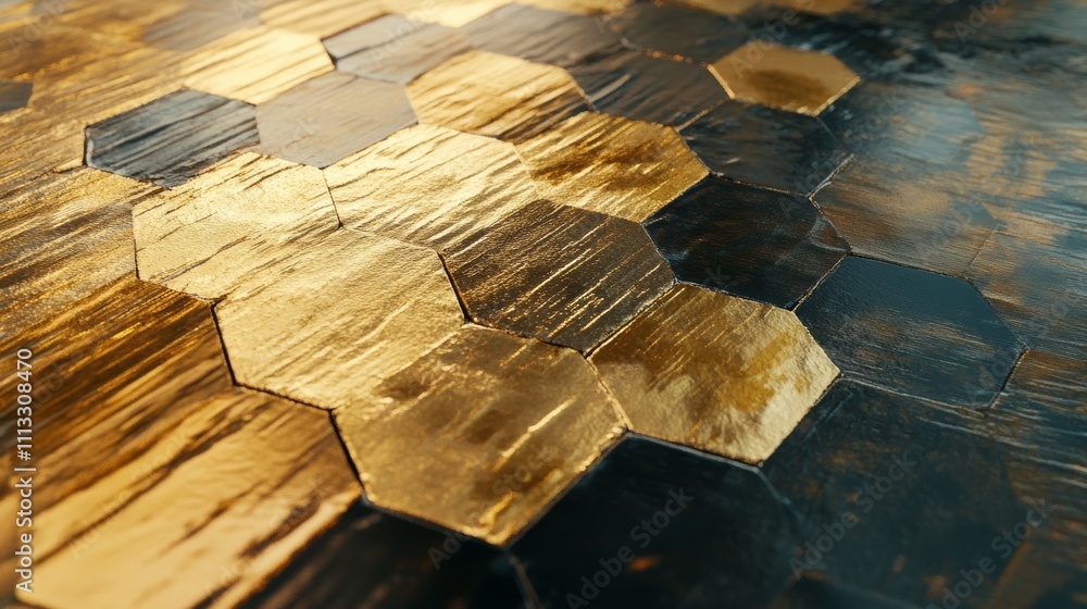 Poster golden hexagon pattern abstract background - ai