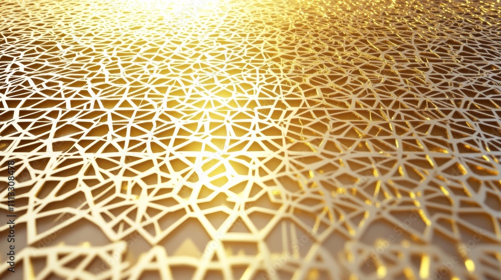 Aufkleber golden hexagon pattern abstract background - ai