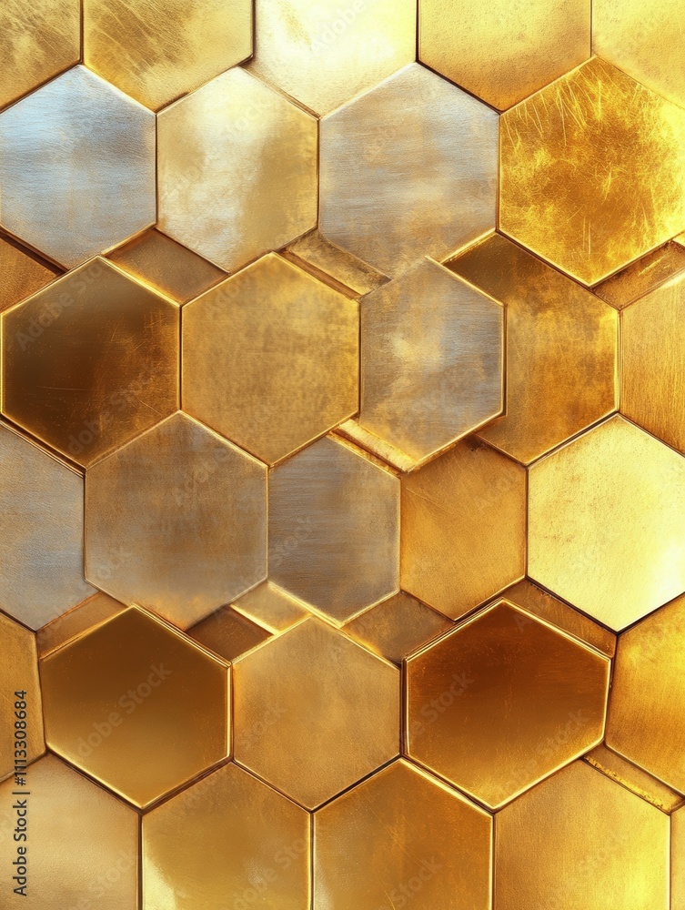 Poster golden hexagon pattern abstract background - ai