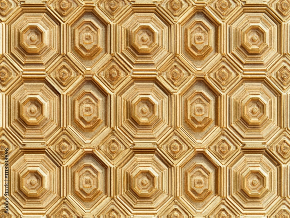 Aufkleber golden hexagon pattern abstract background - ai