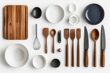 Ethereal minimalist kitchen watercolor stainless steel and porcelain culinary aesthetics