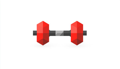 Obraz premium Innovative logo with a red and gray stylized dumbbell. Strong sans-serif font conveying energy and movement