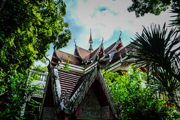 Chapel, Architecture Lanna, Symbols of Buddhism at Wat Ram Poeng (Tapotaram), Chiang Mai, Northern...