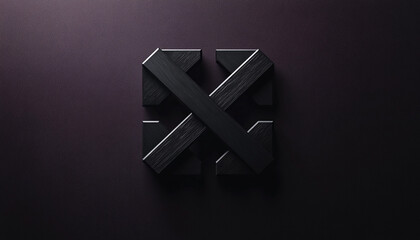 Obraz premium Minimalist black symbol with a modern sans-serif font on a deep plum background, highlighting a contemporary and elegant design