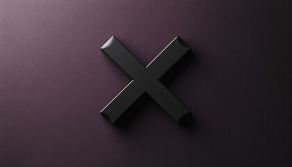 Obraz premium Minimalist black symbol with a modern sans-serif font on a deep plum background, highlighting a contemporary and elegant design