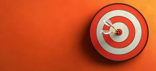 Dartboard Targeting Concept with Arrow Hitting Bullseye for Business Strategy and Goals
