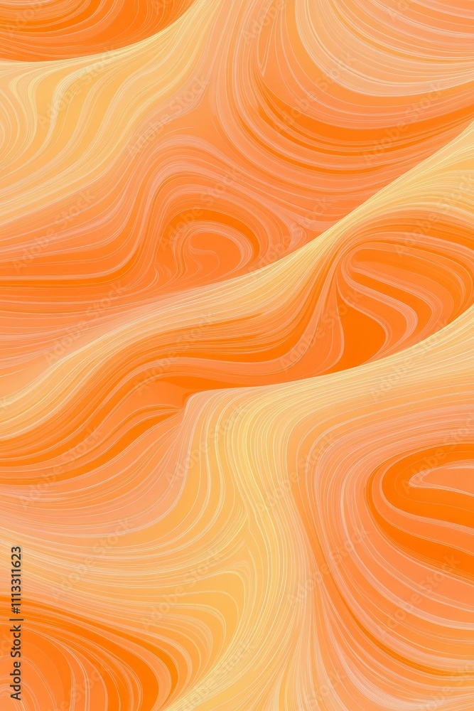 Poster abstract wavy pattern background in orange and peach colors