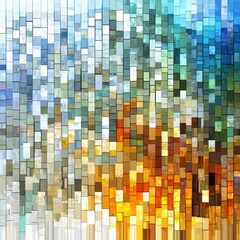 Abstract Mosaic Pattern in Warm and Cool Tones.