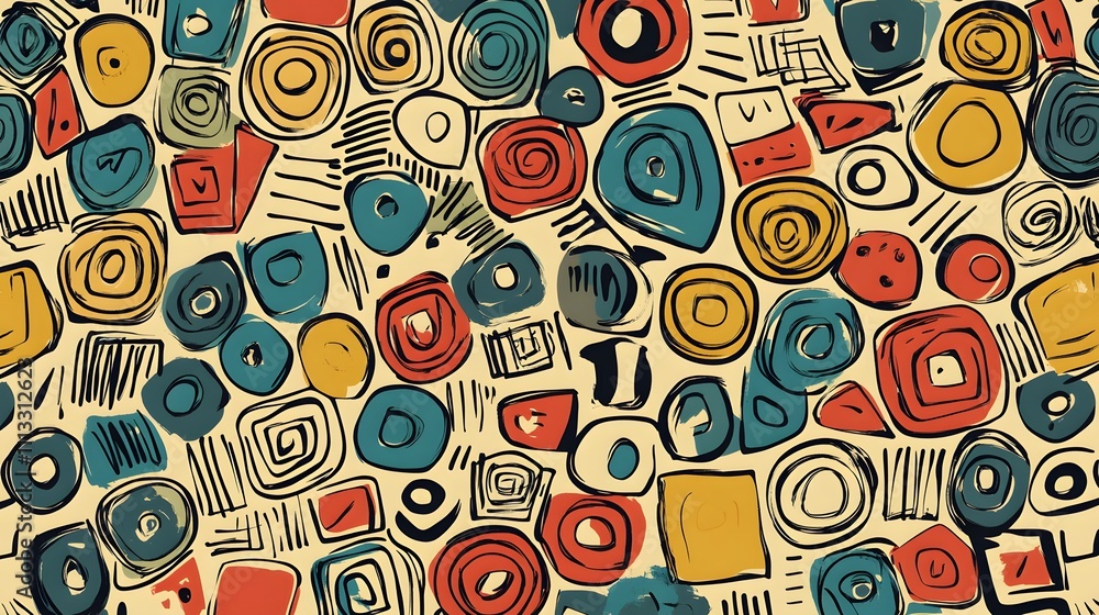 Poster abstract geometric shapes colorful retro pattern design
