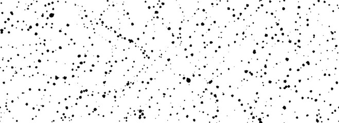 Seamless splashed dots background. Distressed sprinkled paint drops texture. Black grunge speckles grain wallpaper. Spatter watercolor repeated backdrop. Splattered dribbled particles print. Vector