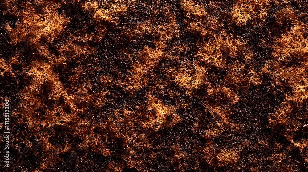 Poster a textured surface resembling rust or organic material with intricate patterns.