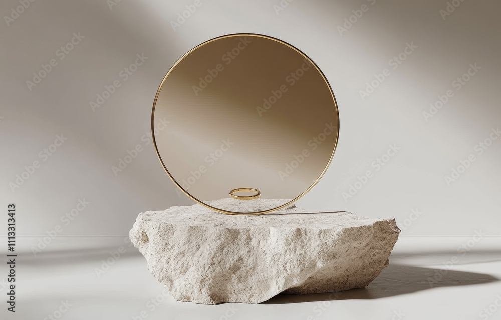 Aufkleber minimalist podium gold mirror stone display luxury background for product presentation