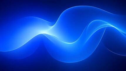 Abstract Digital Art with Flowing Blue Curves and Neon Light Effects