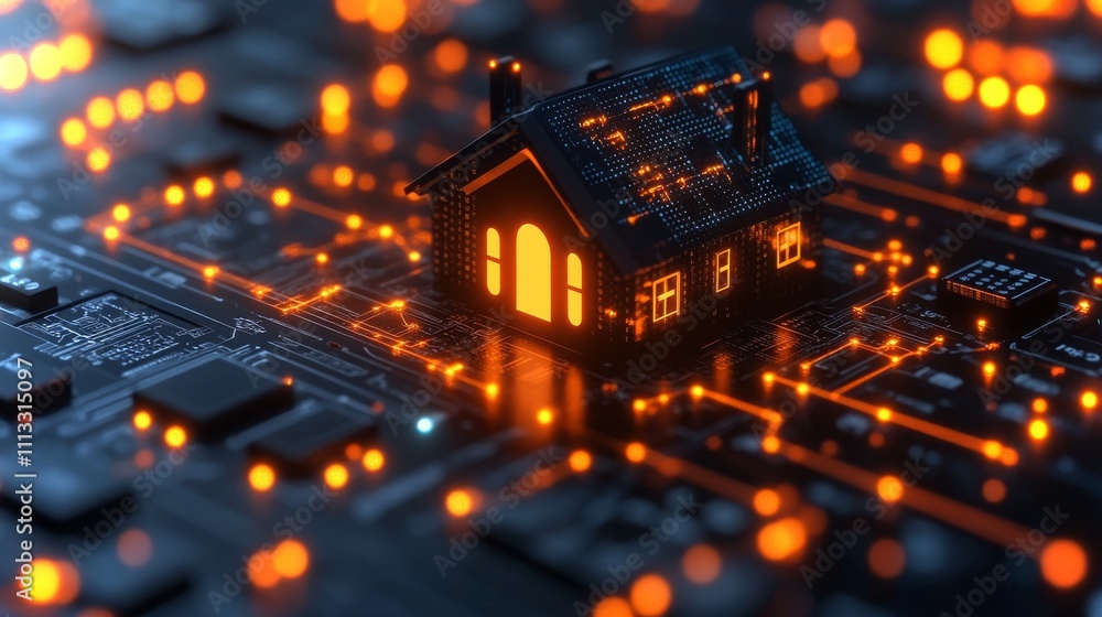 Aufkleber digital smart home dashboard integrates technology with home automation features