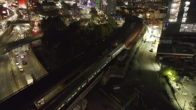 Aerial view of the Metro North Railroad in New York City