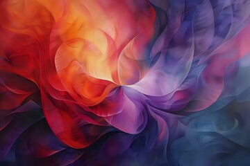 Obraz premium Abstract depiction of love through vibrant colors and flowing shapes, evoking feelings of tenderness and connection.