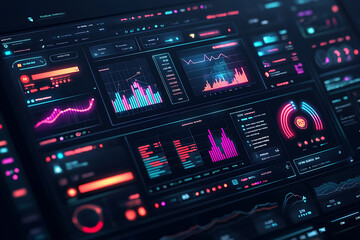 Obraz premium High-Tech Trading Dashboard with Dynamic Charts