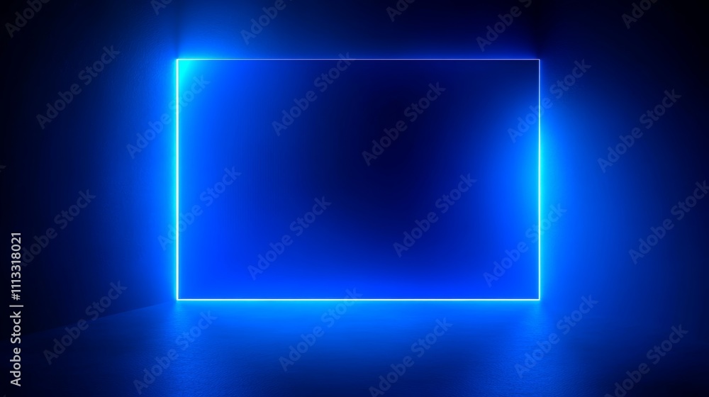 Aufkleber abstract blue gradient background with glowing frame and 3d effect