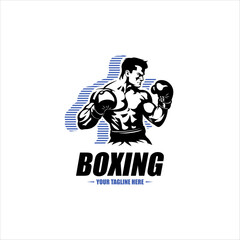 Boxing logo, emblem collection, design template on dark background
