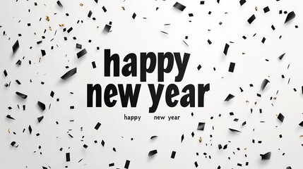 Text effect happy new year in white and black