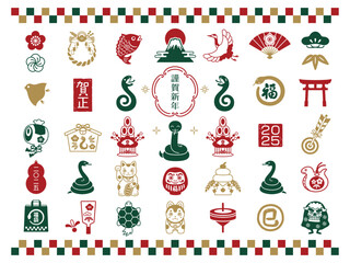 2025年 巳年の和風スタンプセット