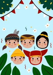 Fototapeta premium Diverse children from various ethnic groups or Bhineka Tunggal Ika