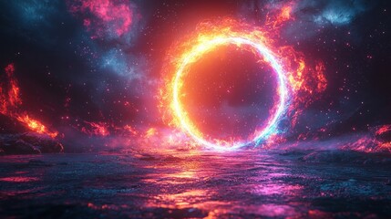 Obraz premium Fireworks model. Glowing circle. Sunshine, light 