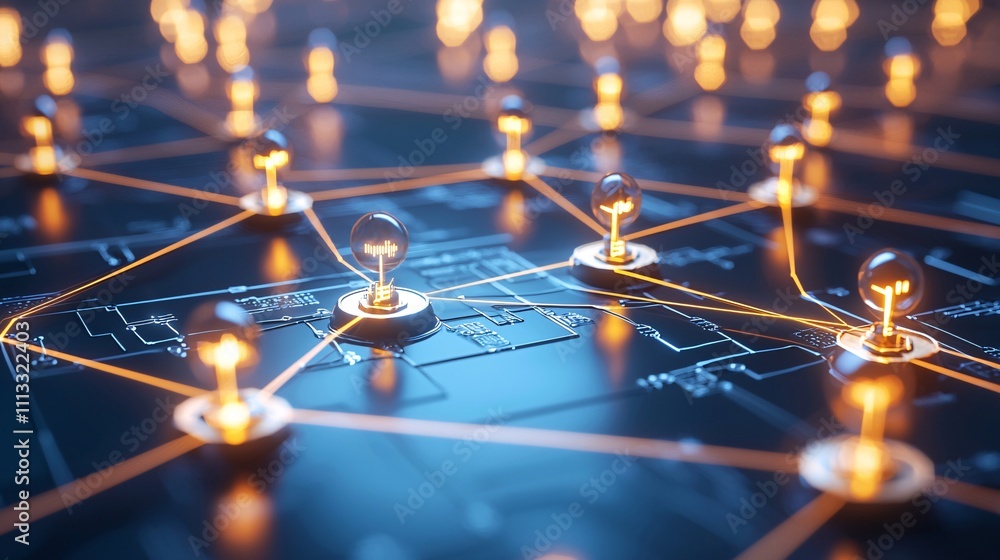 Poster job and career interview concept. digital network connections and data exchange concept