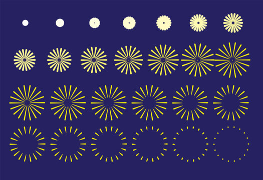 Fireworks Gold Minimal Design Animation Motion Sequence Frame Vector
