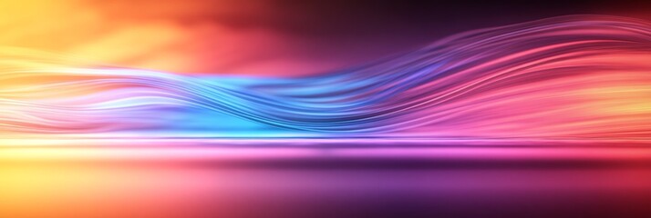 Obraz premium Vibrant abstract art featuring swirling, colorful waves. A captivating blend of blues, pinks, and oranges.
