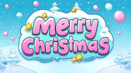 Fototapeta premium 3D text effect merry christmas cartoon style white