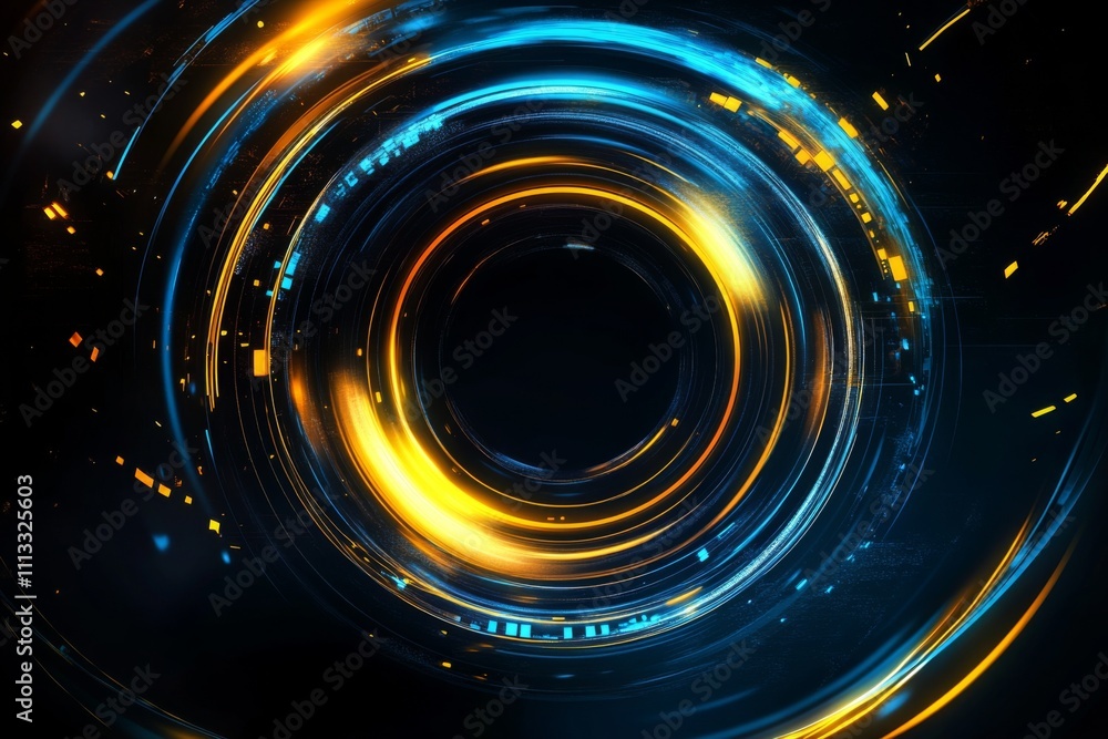 Poster abstract digital art piece featuring intricate interconnected lines and dots on a dark background, c