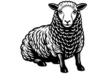 Cute Sheep isolated on white background vector art illustration