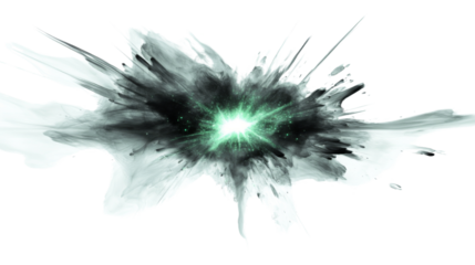 Smoky burst with glowing green accents transparent background