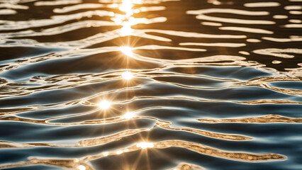 Sunlight dances on the water, producing a captivating effect. The natural backdrop showcases bright reflections on the water's surface, highlighting the vast and unending sea