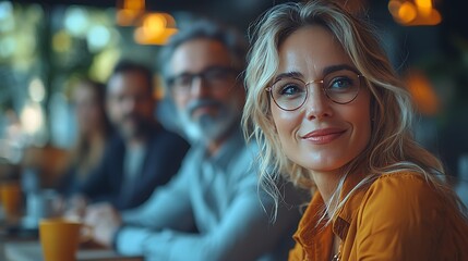 Group of businesspeople in a modern office discussing marketing and technology tactics for company growth during the economic downturn, smiles and collaboration 