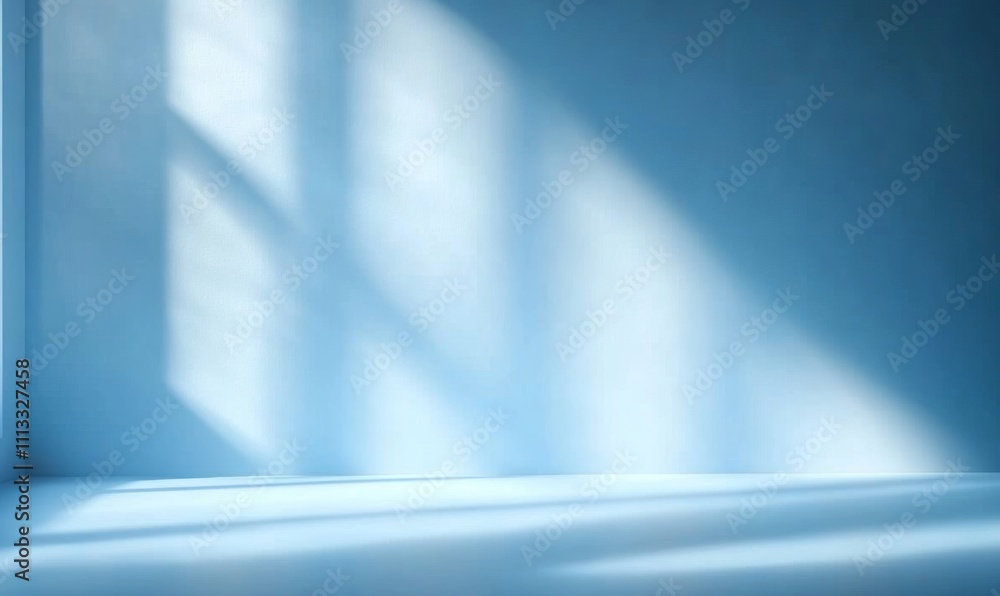 Poster Light Blue Minimal Abstract Background for Product Presentation with Soft Shadows and Light