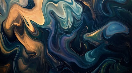 Obraz premium Abstract Swirling Blue Gold Marble Painting