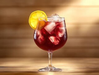 Red wine with ice and lemon