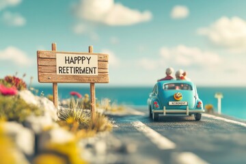 Elderly people happily drive after retirement , 3 Dimension , Generative AI