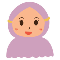 Happy woman in lavender hijab, suitable for diversity, Islamic culture, happiness, religion, and lifestyle concepts in stock photography and design