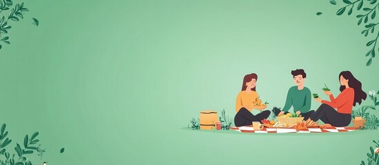 Fototapeta premium Friends Enjoying a Sunny Picnic Outdoors