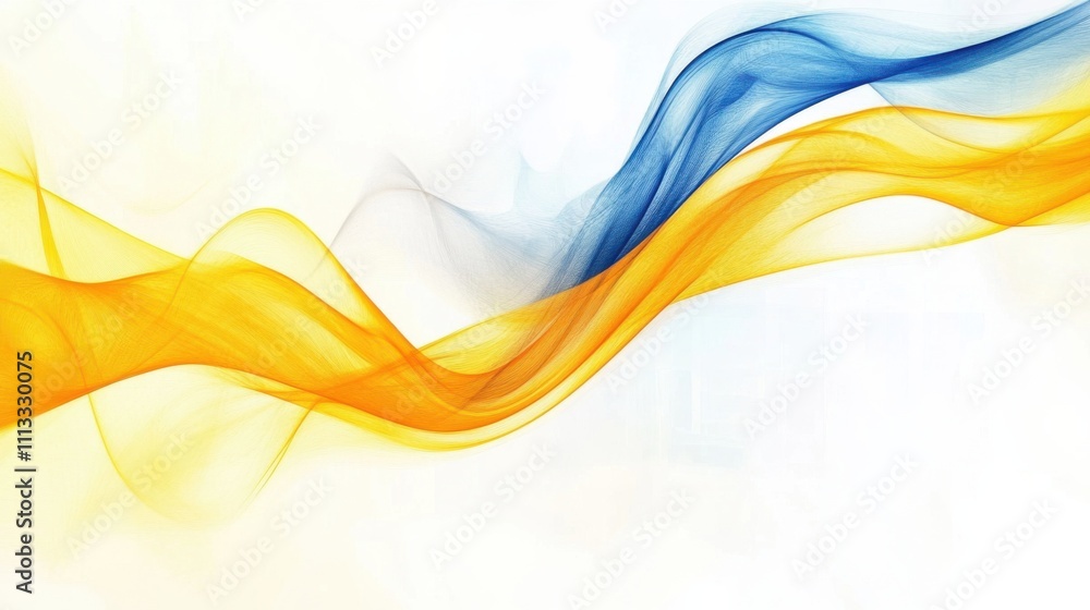 Poster colorful waves of light in soft flowing patterns on crisp background
